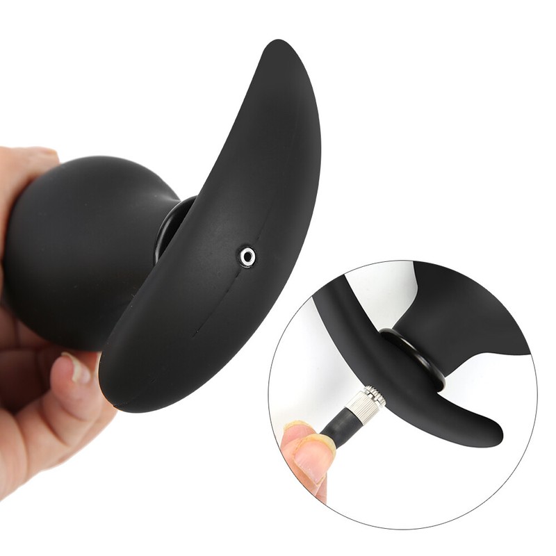 Inflatable Expander Dildo Anal Plug with Metal Massager Bead Prostate SM Sex Toy gallery