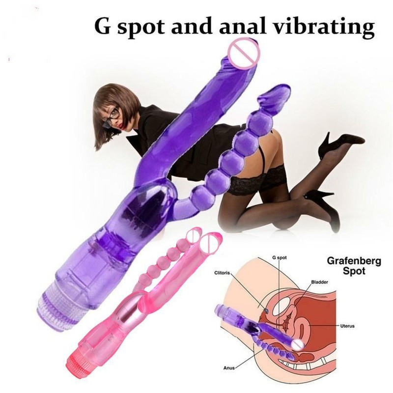 Juguete Sexual Double Consolador Anal Estimulador Masaje Vibrador Para Mujer gallery