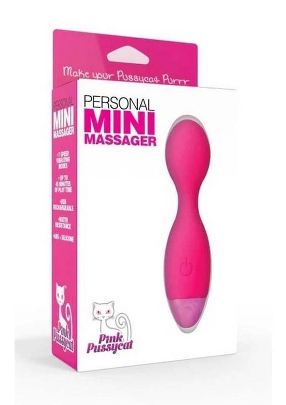 Pink Pussycat Vibrating Rechargeable Personal Mini Massager Pink