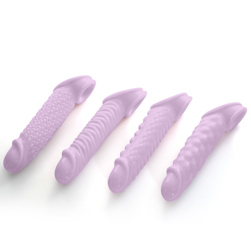 Men-Penis-Sheath-Cock-Extender-Erection-Enlarger-Enhancer-Girth-Sleeves- 4 Packs