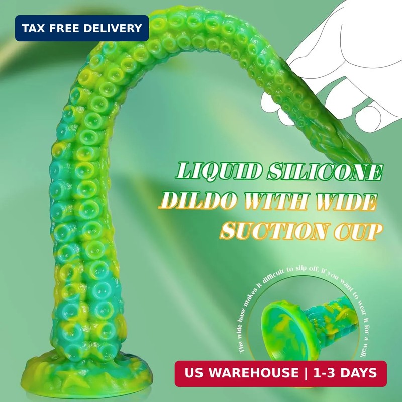 Long Tentacle Dildo Sex Toys: 13" Luminous Anal Dragon Dildo with Suction Cup, L gallery