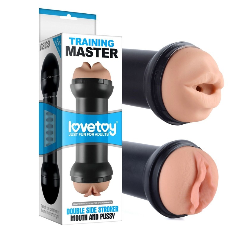 Lata Portable Masturbador Masculino Doble Vagina y Boca Suave Textura Realista