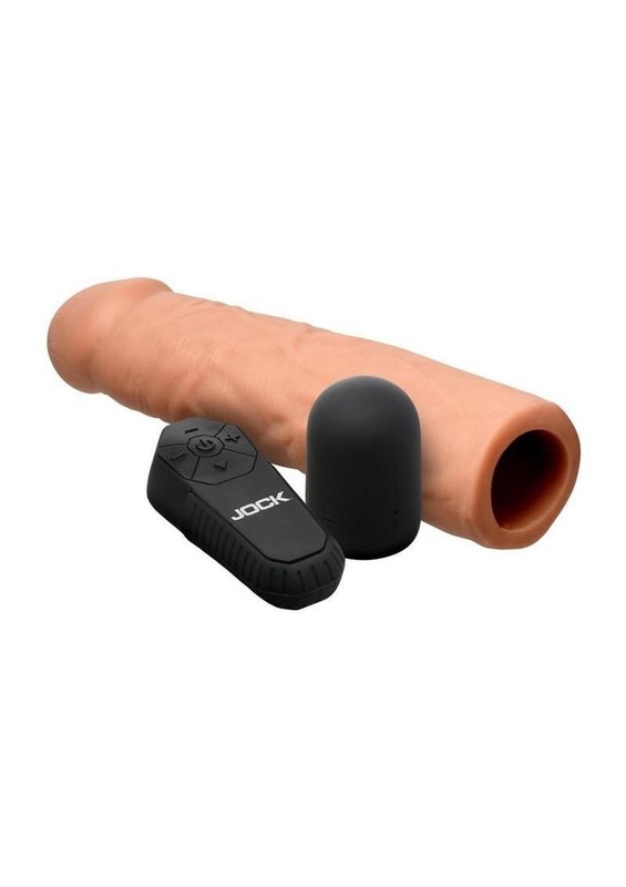 Jock Enhancers Vibrating Penis Extension Sleeve with Remote -Caramel gallery