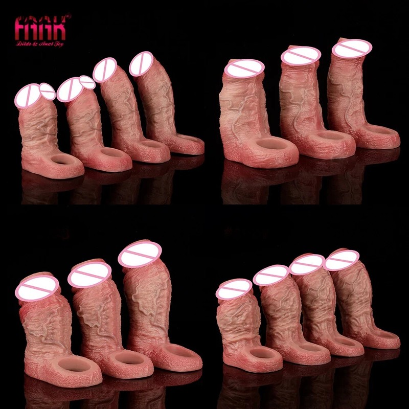 Silicone Cock Ring Size S M L XL Penis Sleeve Open-ended Cock Enlargement Toys gallery