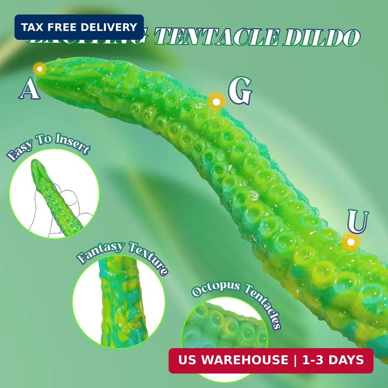 Long Tentacle Dildo Sex Toys: 13" Luminous Anal Dragon Dildo with Suction Cup, L gallery