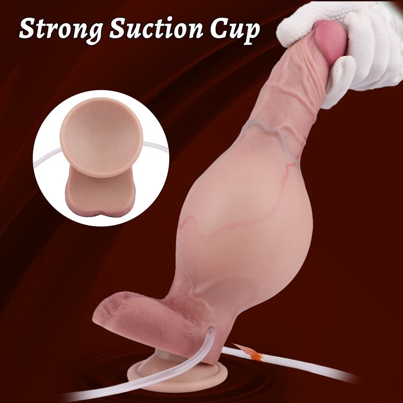 8.85" Realistic Inflatable Ejaculation Dildo Squirting Penis Cock For Women Toys gallery
