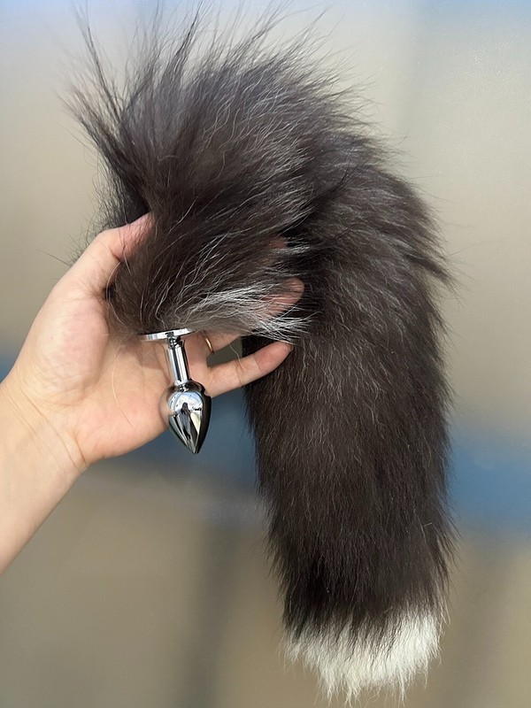 False Fox Tail With Metal Anal-Butt Plug Buttplug Cosplay Game Toy Games Romance