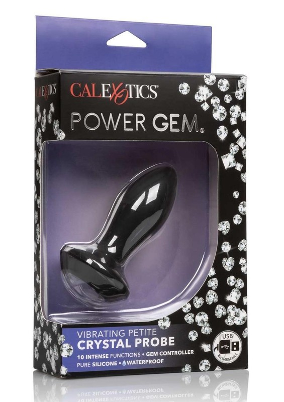 Power Gem Vibrating Petite Crystal Probe Silicone Rechargeable Butt Plug –