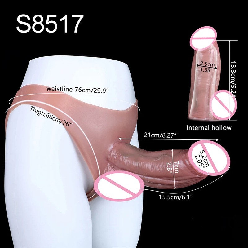 Strap-on Large Penis Sleeve Pants Silicone Hollow Dildo G-spot Stimulator Toys
