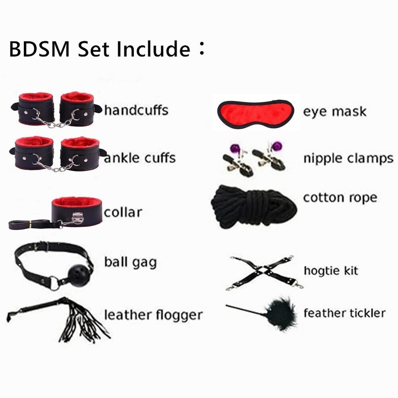 Sex Bondage Restraints BDSM Strap Kit with Sex Toys for Women Men Couple 7/10pcs gallery