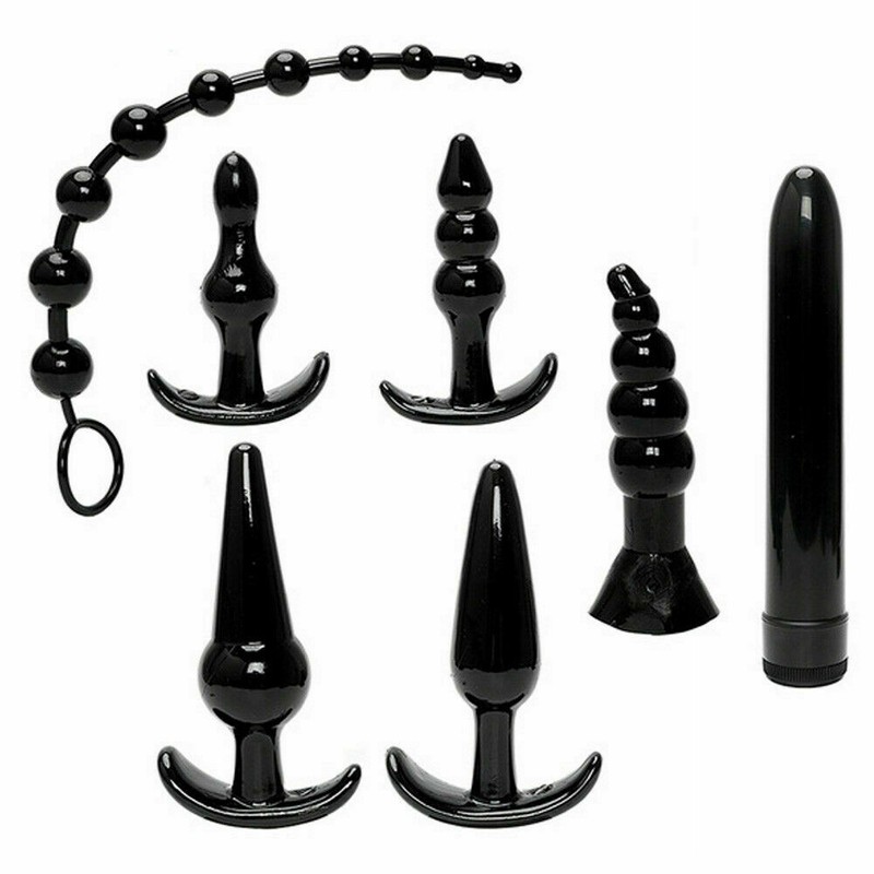 7Pcs Anal Trainer Beginner Kit Butt Plug Dildo Beads Prostate Massager Sex Toys gallery
