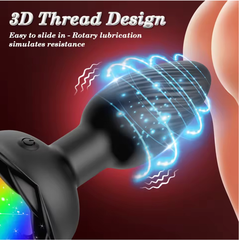Rose Rotation Vibrating Anal Butt Plug Vibrator Rotating Sex Toys for Men Women gallery