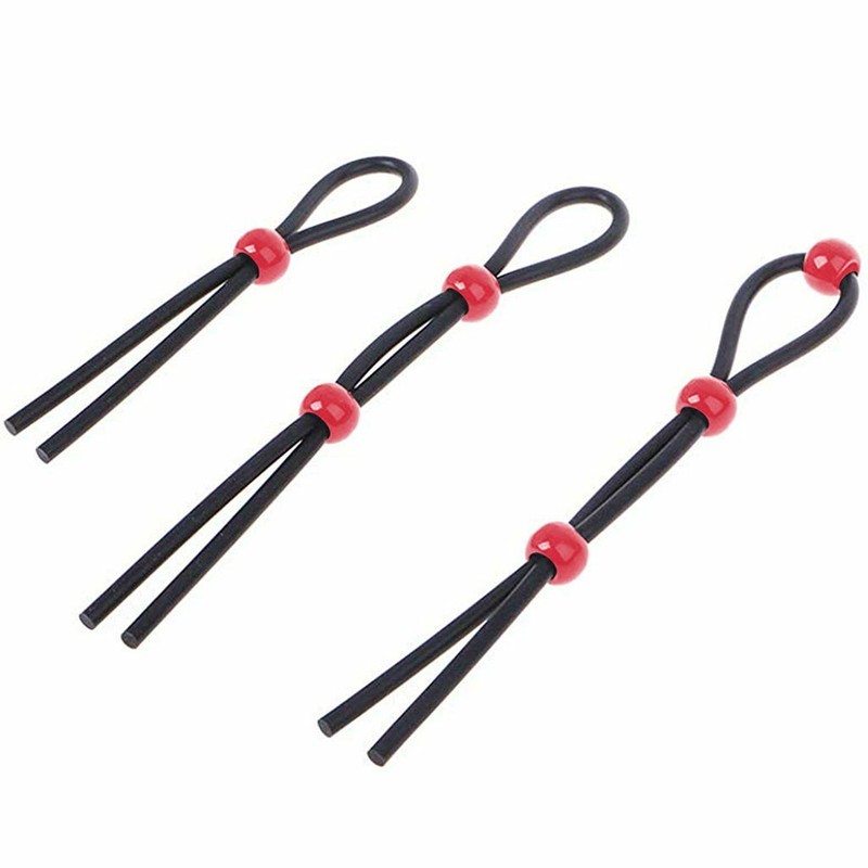 Set of 3 Male Enhancer Stretchy Adjustable Silicone Lasso Penis Cock Ring SML US gallery
