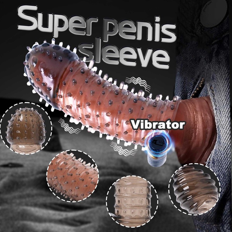 4 Types Vibrating Penis Sleeve Cock Ring Vibrator Extension Men Couple Sex Toys