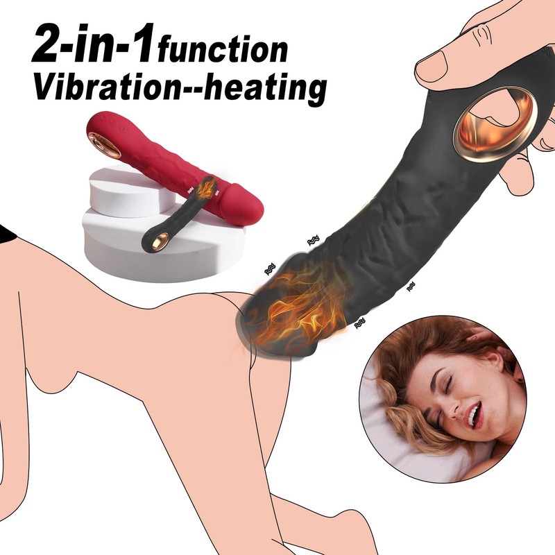 Vibrating Heating Reslistic Dildo Massager Wand Stimulator Women Men Sex Love US gallery