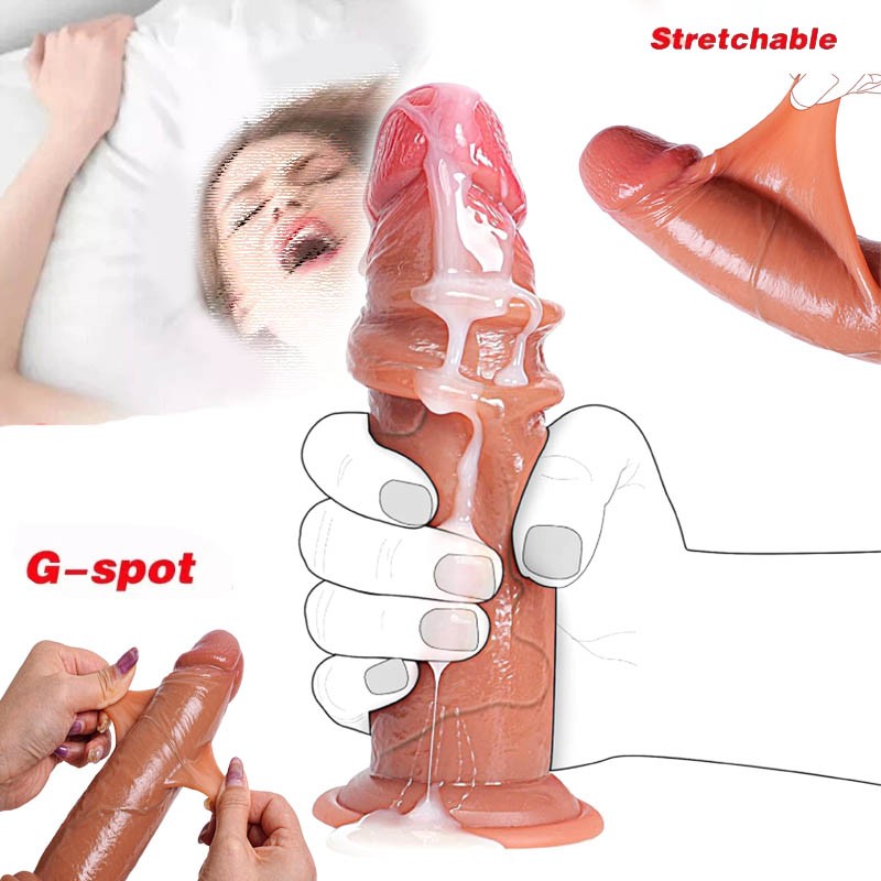 Liquid Silicone Realistic Huge Dildo-Cock-Suction-Cup-Women Sex Toy-Thick-Dong