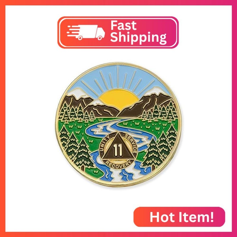 1 to 50 Year Winding River Sobriety Coin – Gold Plated AA Chips & Medallions – 1