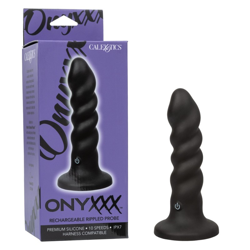 California Exotic Calexotics Onyxxx Rechargeable Rippled Probe Black, New