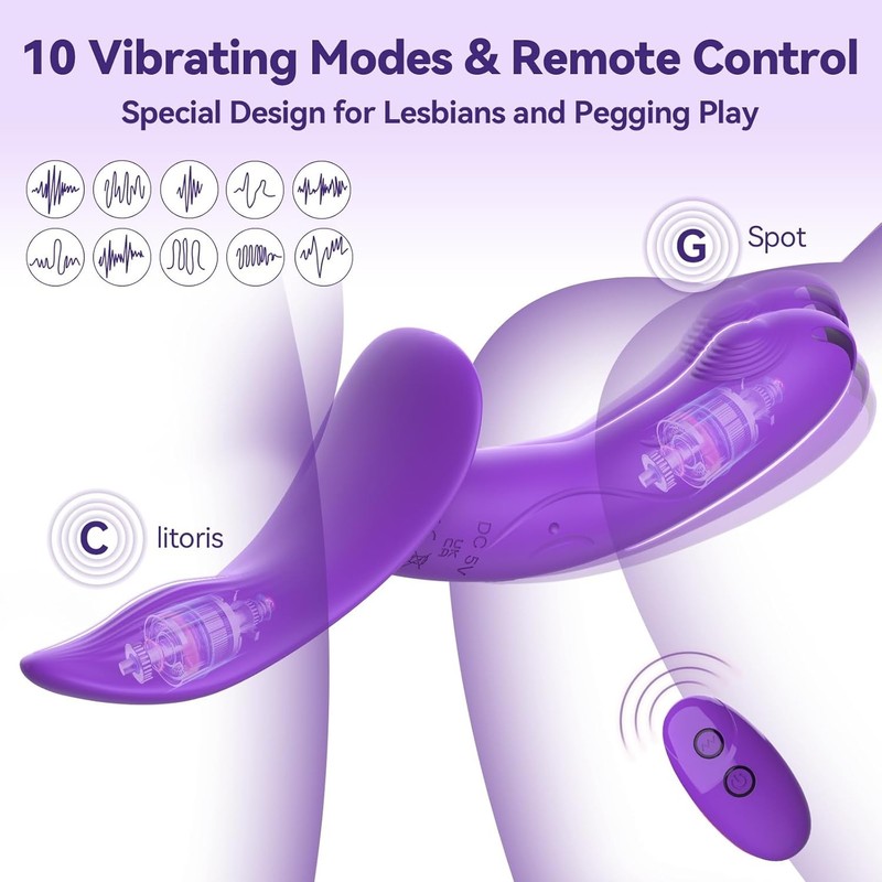 5 Inch Vibrating Strap On Dildo Harness Set for Women and Men,Lesbian Sex Toys w gallery