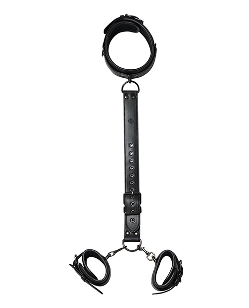 Kinky Play Box Locking Harness Collar to Wrist Restraints – Black