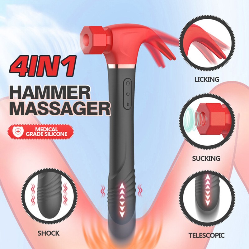 Hammer Vibrator Clit Sucking G-Spot Telescopic Dildo Massager Women Sex Machine gallery