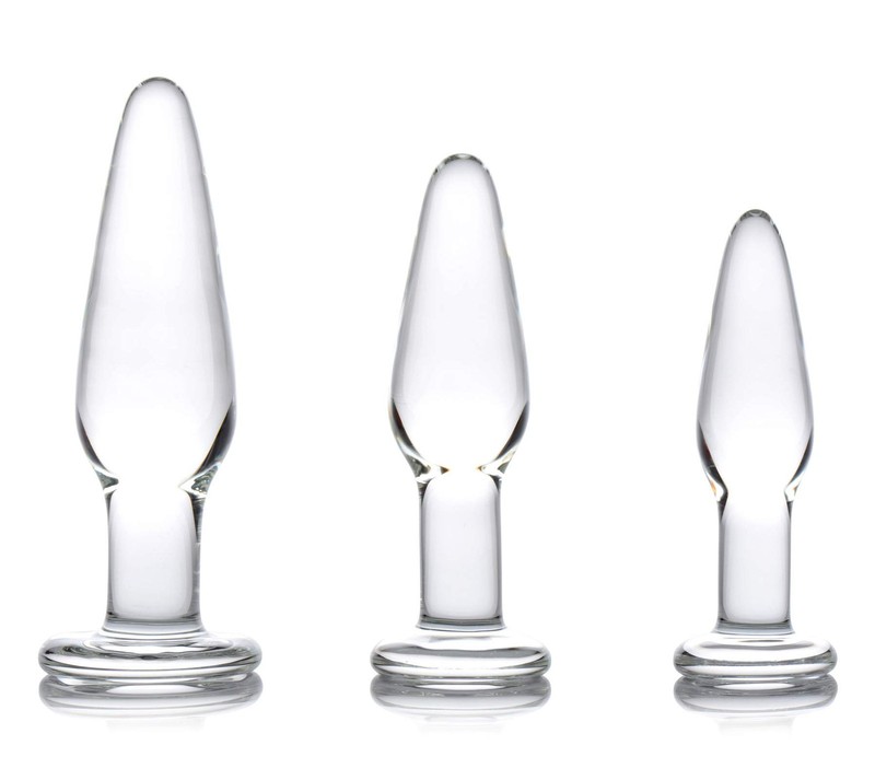 3 Piece Glass Anal Plug Set for Pleasure and Exploration