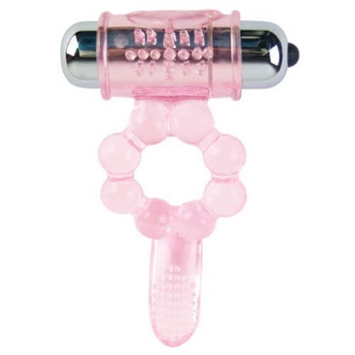 Dance - Pink Vibrating Tongue Silicone Phallic Ring gallery