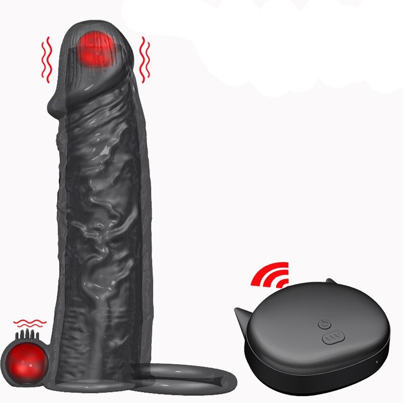 Vibrating Penis Extender Sleeve+Cock Ring 10 Vibration Mode with Remote Control