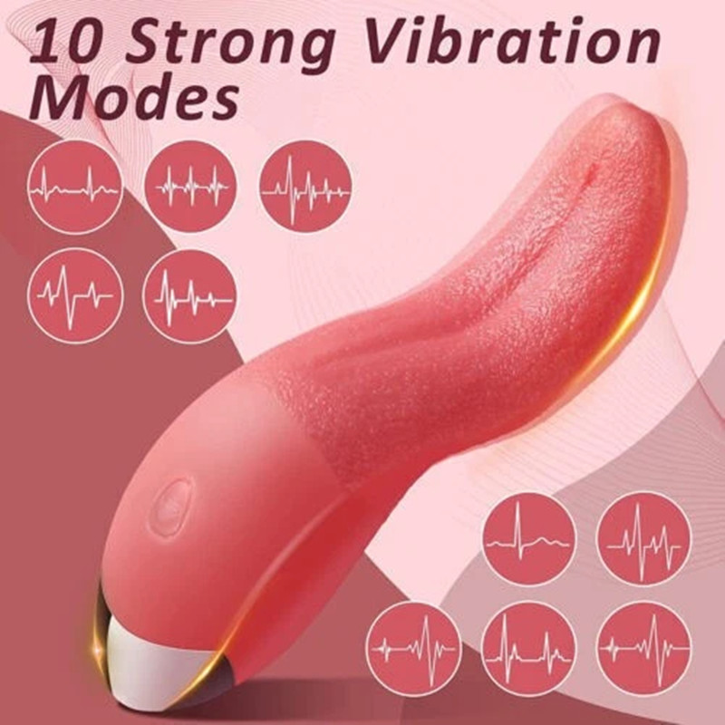 10-Modes Realistic Tongue Clitoris Licking Penis Vagina Stimulator Oral Sex Toys