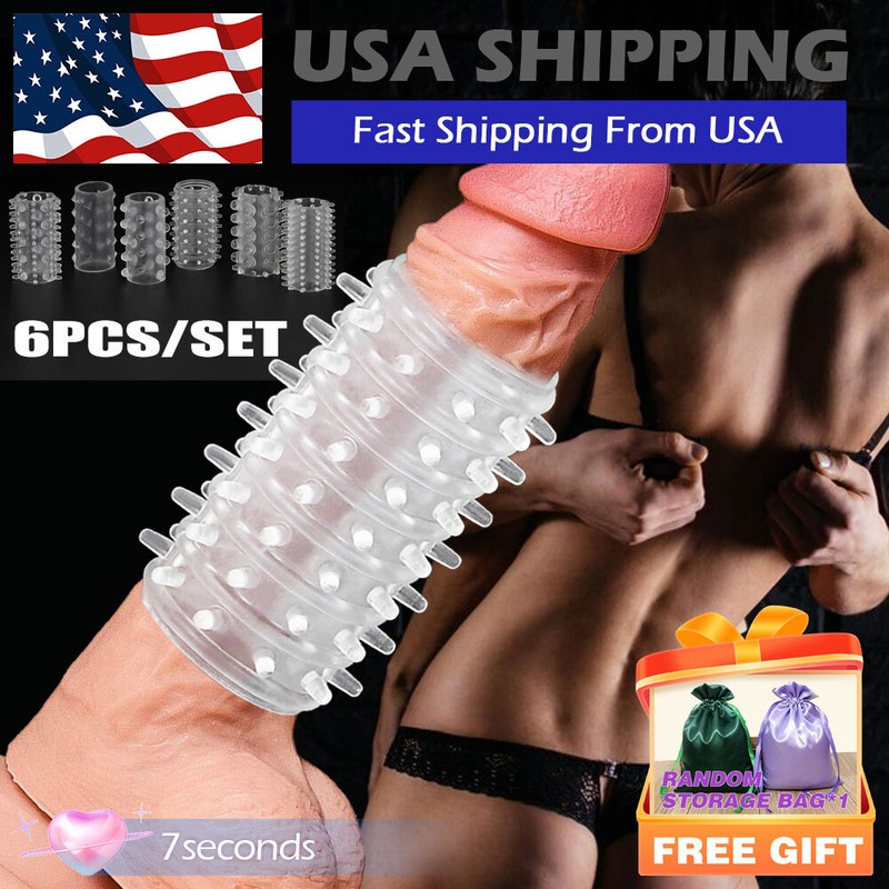 6Pcs STAY HARD Cock Sleeve Kit Couple Male Erection Extender Penis Ring-Sex-Toys