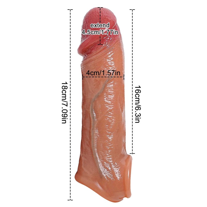 Penis Sleeve S/M Cock Girth Extension Sheath Extender Realistic Enlarger Sex Toy gallery