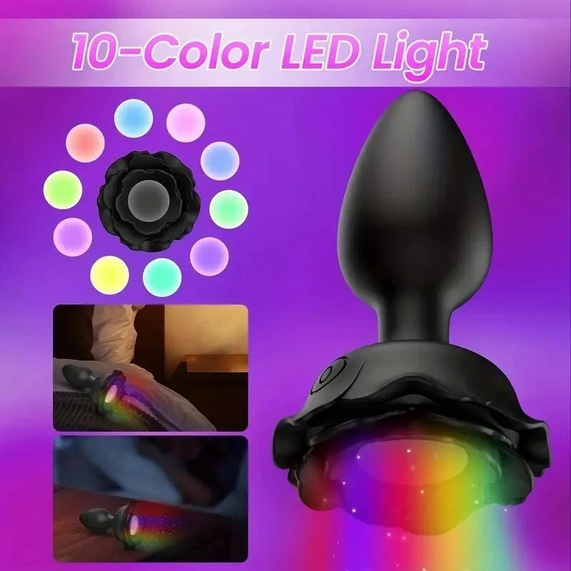 Rose Rotation Vibrating Anal Butt Plug Vibrator Rotating Sex Toys for Men Women gallery