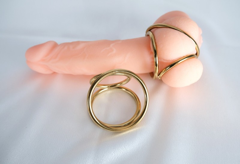 3 Color Triple Cock Rings Metal Lock Ring Penis Ring Delay Ejaculation USA