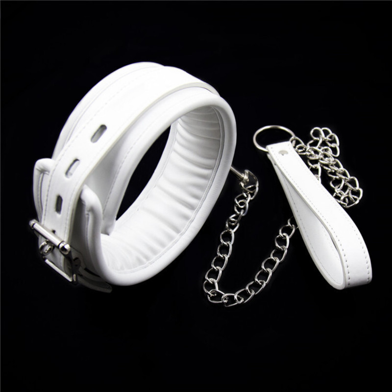 Leather Handcuff Ankle Cuff Cosplay Chain Collar Self Bondage Sex Toys for Women