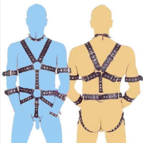 Pu Leather Body Harness Straps Bondage Restraint Adjustable Roleplay For Male