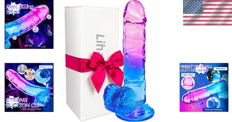 Hand-Free Play: 7.8 Inch Purple-Blue Silicone Dildo with Powerful Suction Cup gallery