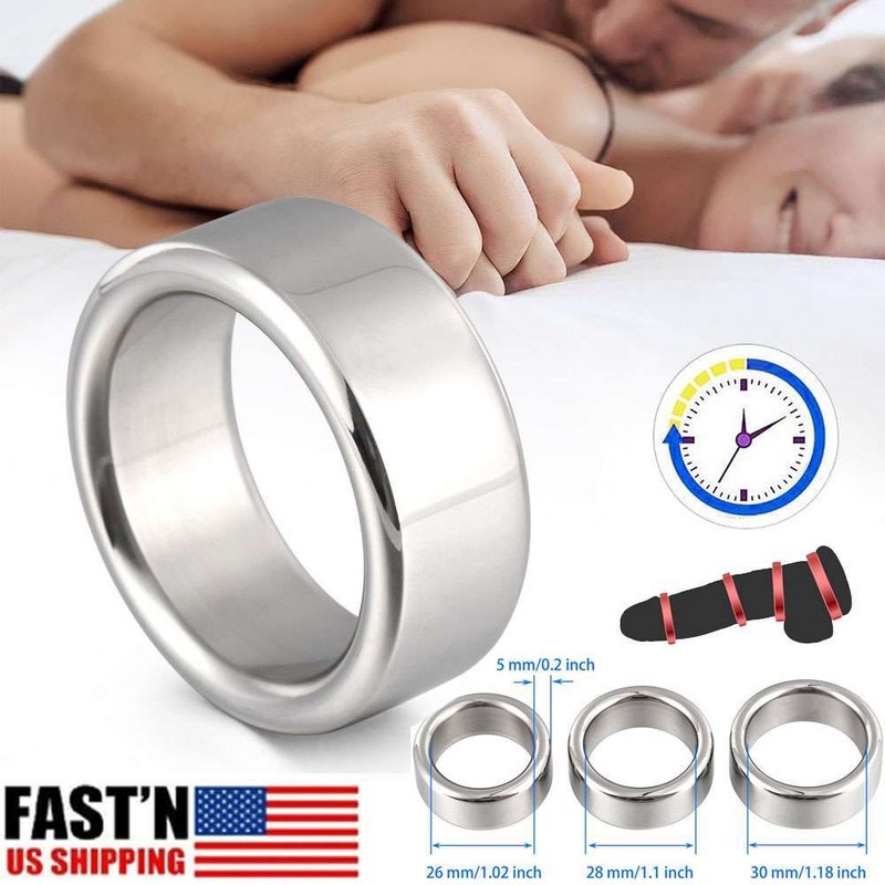 Thick Heavy Duty Stainless Steel Silver Male Cock Ring Penis Enhancer Band Ring