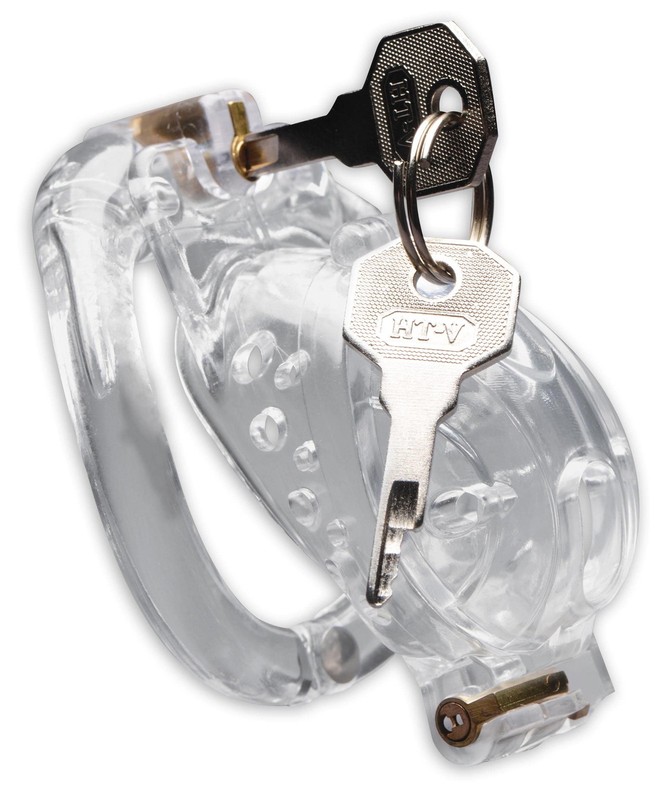 Master Series Dual Custom Lockdown, Locking Customizable Chastity Cage – Clear