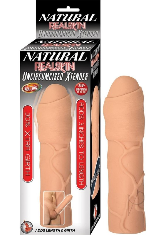 Natural Realskin Uncircumcised Xtender Vibrating Sleeve – Vanilla