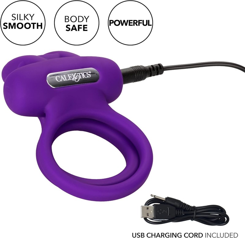 1 Silicone Rechargeable Vibrating Cock Ring for Couples Purple Silicone Enhancer gallery