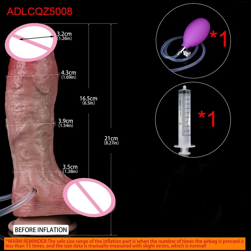 New 8 Styles Silicone Inflate-Spray Water Realistic Dildos with Sucker Butt Plug