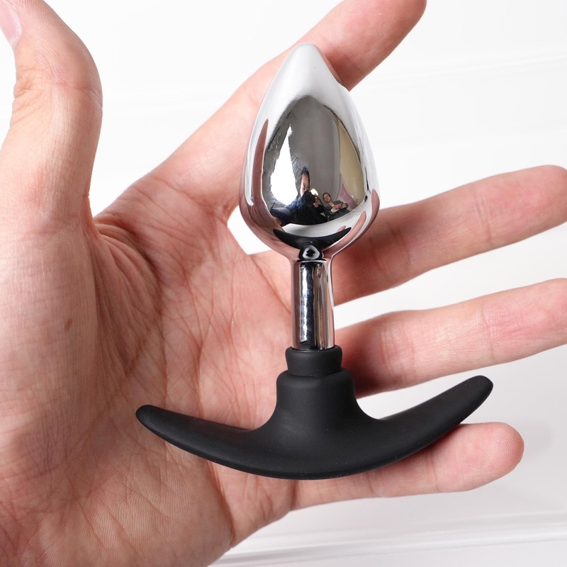 Metal Insert Anal Plug With Detachable Silicone Bottom 3-Sizes Trainer Dilator