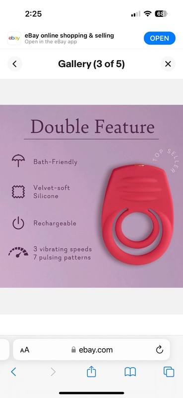Pure Romance Double Feature Penis / Testicle Ring with Vibrator – Retail $119.00