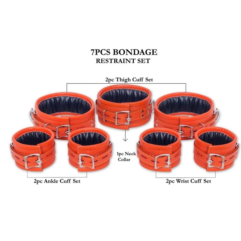 Premium Leather BDSM Cuffs Set Adjustable Wrist & Ankle Cuffs Bondage Restraints gallery