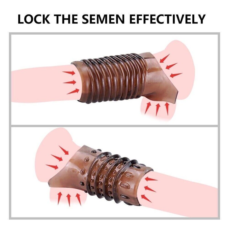 2PCS Reusable Glans Penis Enlarger Delayed Ejaculation Sleeve Extender Orgasms gallery