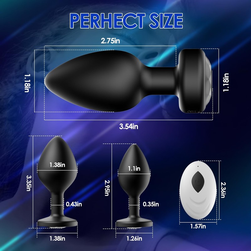 Anal Plug Sex Toys Vibrator – Silicone Butt Plugs Training Kit with Remote Co... gallery