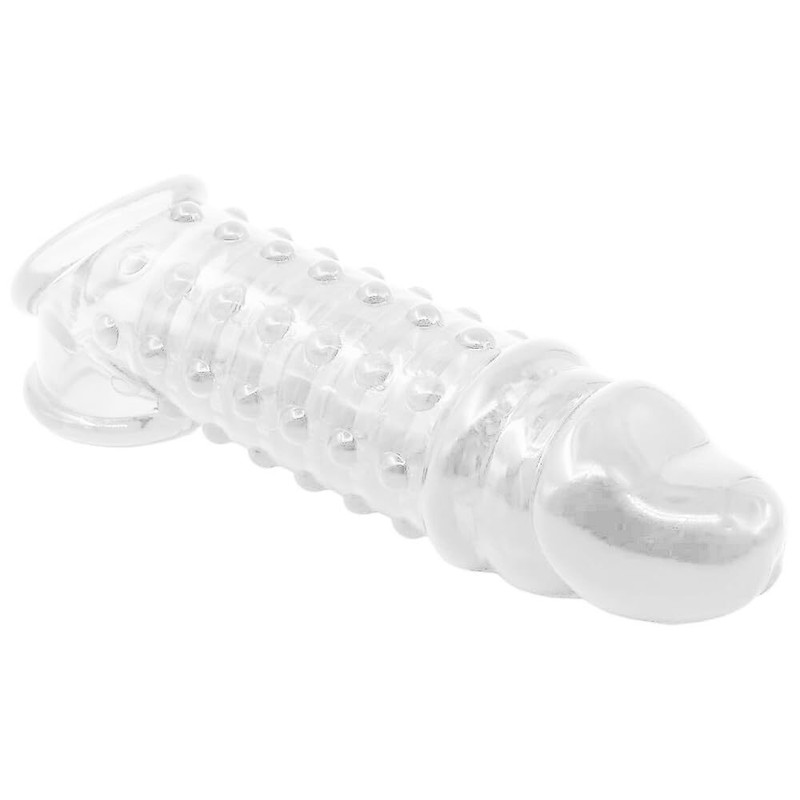 Extra 1 3/4&Prime; Double Sided Dotted Penis Extender Sleeve, Condom, 30% Girth, 6.75&Prime;