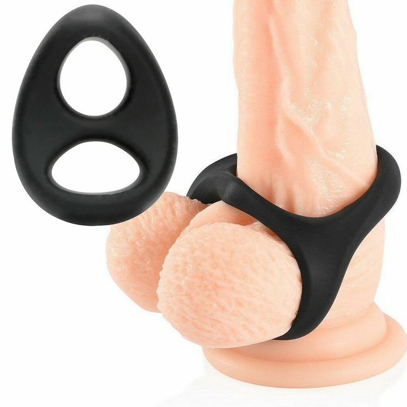 Double Cock Ring Ball Strap Get Hard Last Longer Penis Ring Enlarger for Men US