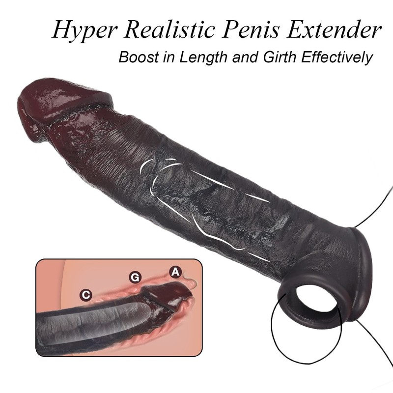 Ultra Realistic Penis Condom Cock Sleeve Hollow Strap On Silicone Dildo Sex Toys