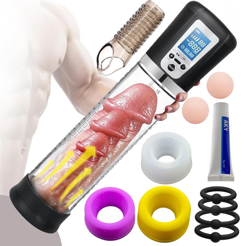 Automatic Vacuum Pump, 4 Suction Strength Levels, Digital LCD Display, Rechar…